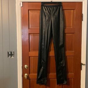 Black Leather split Leg High Waisted Pants Size 2